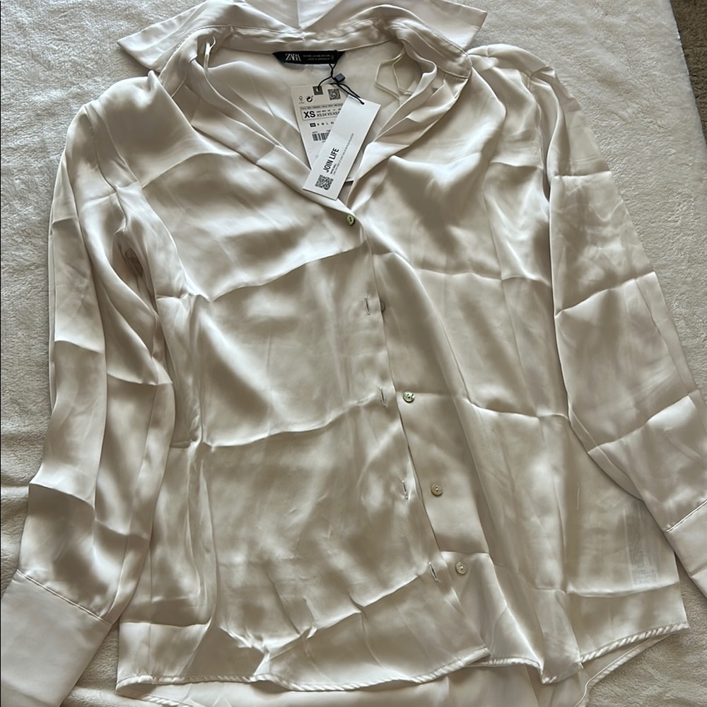 Zara Cream Satin Blouse